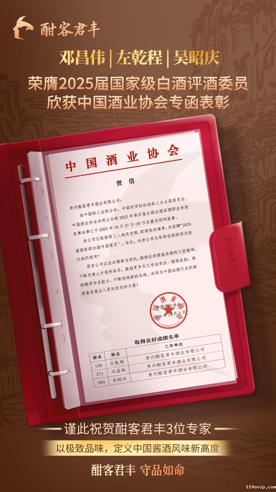 1763022924606097597.jpg 中酒协贺信海报-荣膺2025届国家级白酒评酒委员.jpg